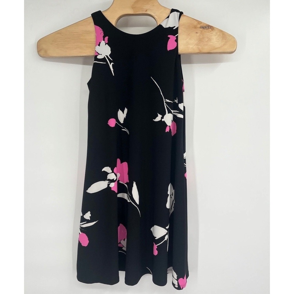 Lauren Ralph Lauren Floral Shift Dress Black Pink Sleeveless Women's 0P‎